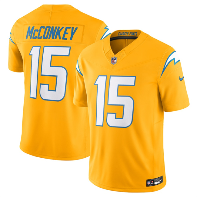 Men's Los Angeles Chargers #15 Ladd McConkey Gold 2025 F.U.S.E. AlternateVapor Limited Stitched Football Jersey Men's Los Angeles Chargers #15 Ladd McConkey Gold 2025 F.U.S.E. AlternateVapor Limited Stitched Football Jersey