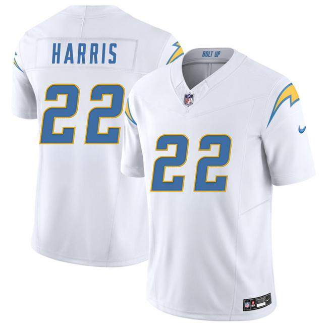 Men's Los Angeles Chargers #22 Najee Harris White 2025 F.U.S.E. Vapor Limited Stitched Football Jersey Men's Los Angeles Chargers #22 Najee Harris White 2025 F.U.S.E. Vapor Limited Stitched Football Jersey