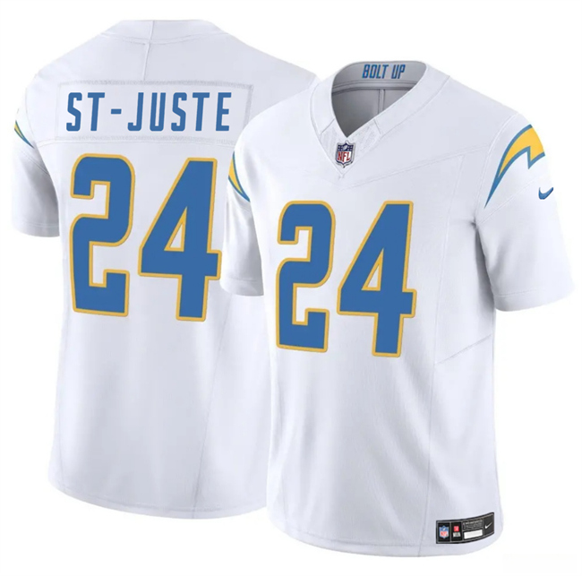 Men's Los Angeles Chargers #24 Benjamin St-Juste White 2024 F.U.S.E Vapor Limited Stitched Football Jersey Men's Los Angeles Chargers #24 Benjamin St-Juste White 2024 F.U.S.E Vapor Limited Stitched Football Jersey