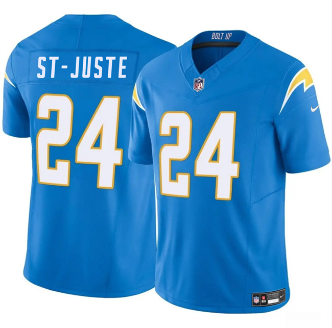 Men's Los Angeles Chargers #24 Benjamin St-Juste Blue 2024 F.U.S.E Vapor Limited Stitched Football Jersey Men's Los Angeles Chargers #24 Benjamin St-Juste Blue 2024 F.U.S.E Vapor Limited Stitched Football Jersey