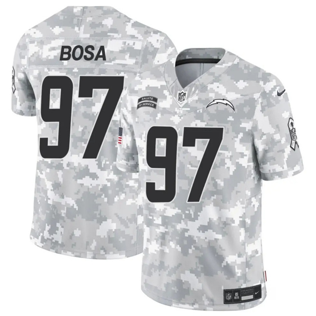 Men's Los Angeles Chargers #97 Joey Bosa 2024 F.U.S.E Arctic Camo Salute To Service Limited Stitched Football Jersey Men's Los Angeles Chargers #97 Joey Bosa 2024 F.U.S.E Arctic Camo Salute To Service Limited Stitched Football Jersey