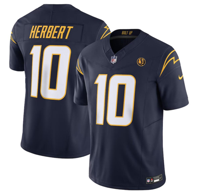 Men's Los Angeles Chargers #10 Justin Herbert Navy 2023 F.U.S.E. With John Madden Patch Vapor Limited Stitched Football Jersey Men's Los Angeles Chargers #10 Justin Herbert Navy 2023 F.U.S.E. With John Madden Patch Vapor Limited Stitched Football Jersey