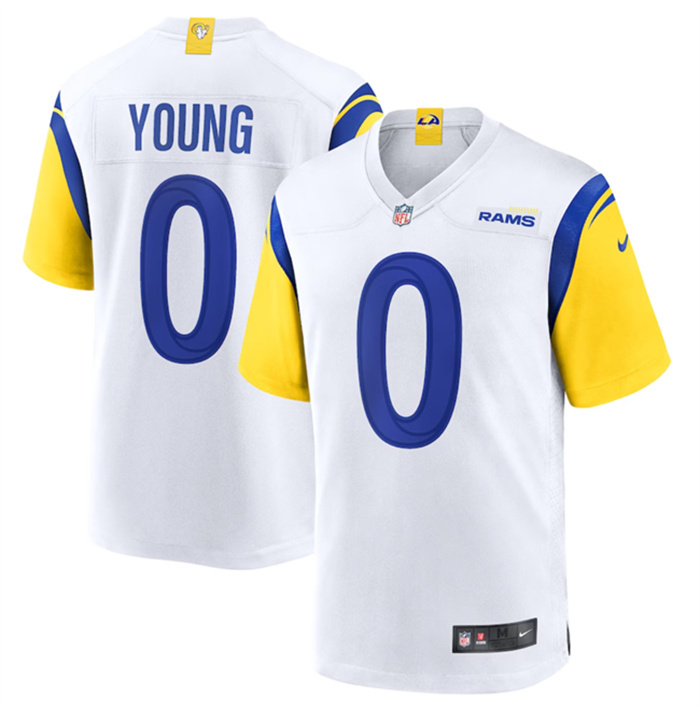 Men's Los Angeles Rams #0 PByron Young White Stitched Game Jersey Men's Los Angeles Rams #0 PByron Young White Stitched Game Jersey