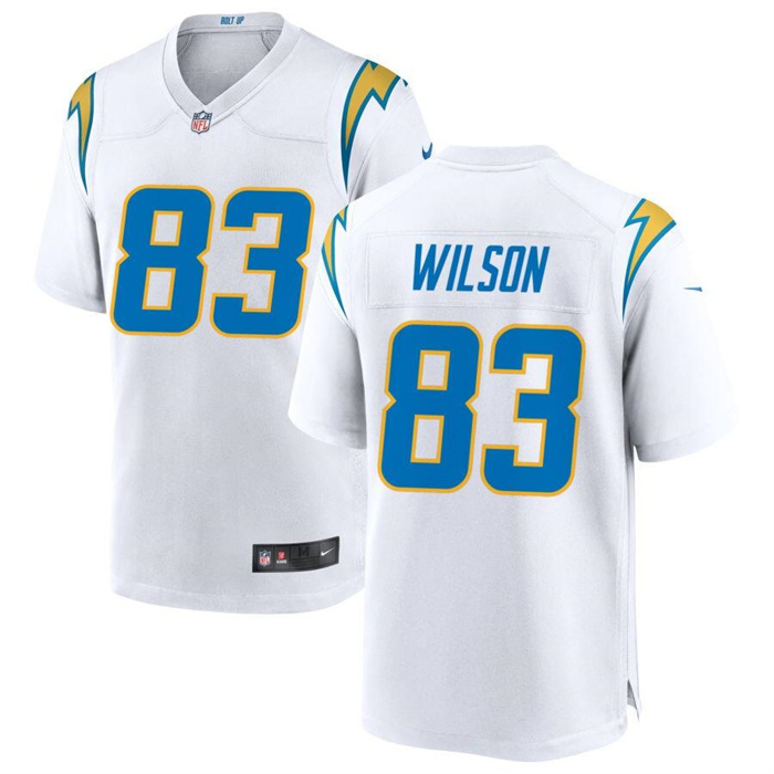 Men's Los Angeles Chargers #83 Pokey Wilson White Stitched Game Jersey Men's Los Angeles Chargers #83 Pokey Wilson White Stitched Game Jersey