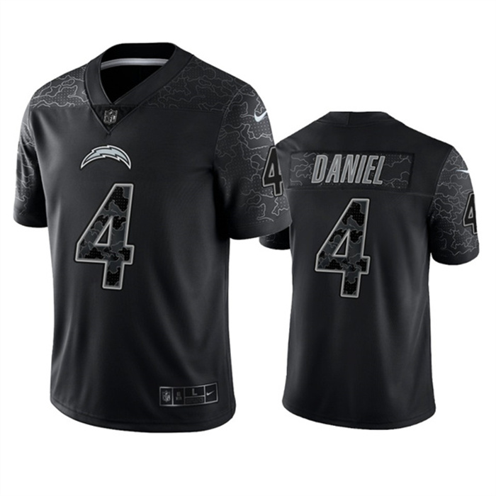 Men's Los Angeles Chargers #4 Chase Daniel Black Reflective Limited Stitched Football Jersey Men's Los Angeles Chargers #4 Chase Daniel Black Reflective Limited Stitched Football Jersey