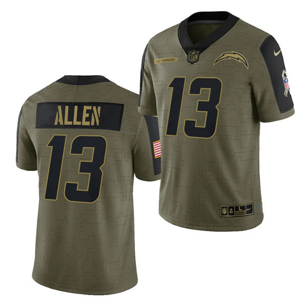 Men's Los Angeles Chargers #13 Keenan Allen 2021 Olive Salute To Service Limited Stitched Jersey Men's Los Angeles Chargers #13 Keenan Allen 2021 Olive Salute To Service Limited Stitched Jersey
