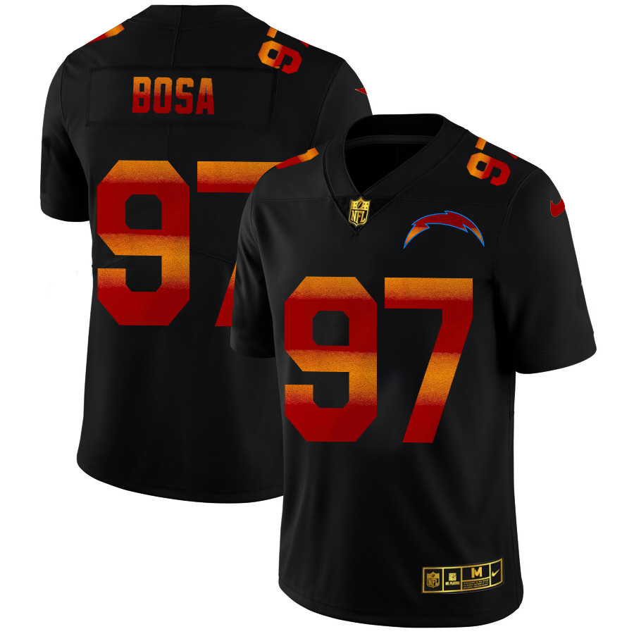 Los Angeles Chargers #97 Joey Bosa Men's Black Nike Red Orange Stripe Vapor Limited NFL Jersey Los Angeles Chargers #97 Joey Bosa Men's Black Nike Red Orange Stripe Vapor Limited NFL Jersey