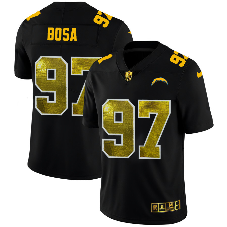 Los Angeles Chargers #97 Joey Bosa Men's Black Nike Golden Sequin Vapor Limited NFL Jersey Los Angeles Chargers #97 Joey Bosa Men's Black Nike Golden Sequin Vapor Limited NFL Jersey