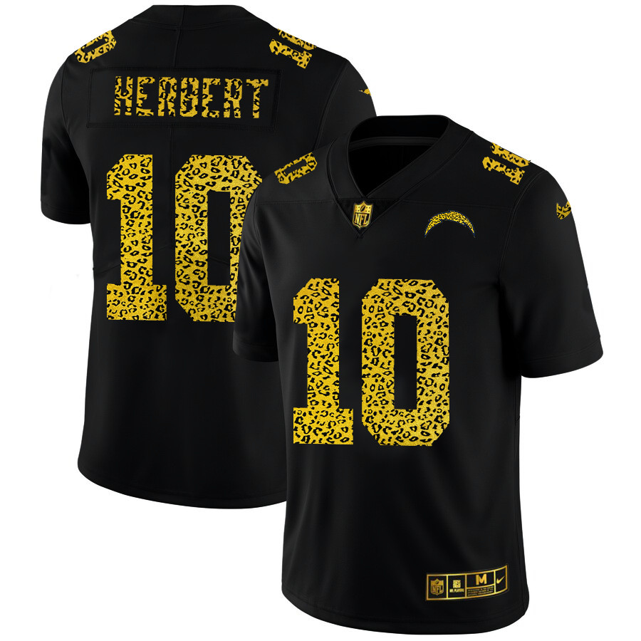 Los Angeles Chargers #10 Justin Herbert Men's Nike Leopard Print Fashion Vapor Limited NFL Jersey Black Los Angeles Chargers #10 Justin Herbert Men's Nike Leopard Print Fashion Vapor Limited NFL Jersey Black