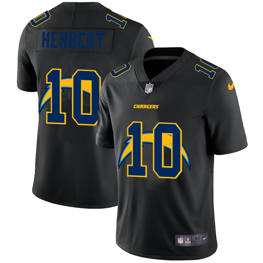 Los Angeles Chargers #10 Justin Herbert Men's Nike Team Logo Dual Overlap Limited NFL Jersey Black Los Angeles Chargers #10 Justin Herbert Men's Nike Team Logo Dual Overlap Limited NFL Jersey Black