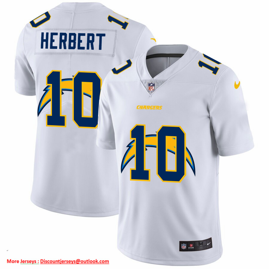 Los Angeles Chargers #10 Justin Herbert White Men's Nike Team Logo Dual Overlap Limited NFL Jersey