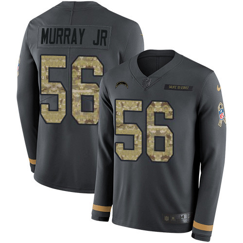 Nike Chargers #56 Kenneth Murray Jr Anthracite Salute to Service Men's Stitched NFL Limited Therma Long Sleeve Jersey Nike Chargers #56 Kenneth Murray Jr Anthracite Salute to Service Men's Stitched NFL Limited Therma Long Sleeve Jersey