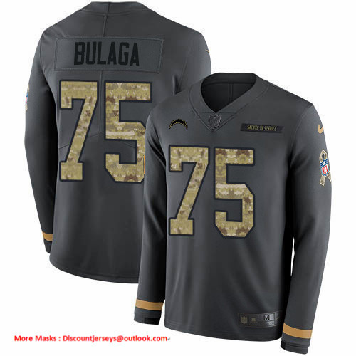 Nike Chargers #75 Bryan Bulaga Anthracite Salute to Service Men's Stitched NFL Limited Therma Long Sleeve Jersey Nike Chargers #75 Bryan Bulaga Anthracite Salute to Service Men's Stitched NFL Limited Therma Long Sleeve Jersey