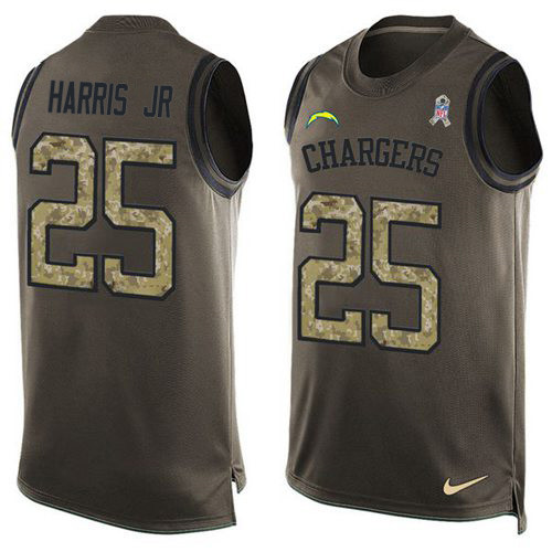 Nike Chargers #25 Chris Harris Jr Green Men's Stitched NFL Limited Salute To Service Tank Top Jersey Nike Chargers #25 Chris Harris Jr Green Men's Stitched NFL Limited Salute To Service Tank Top Jersey