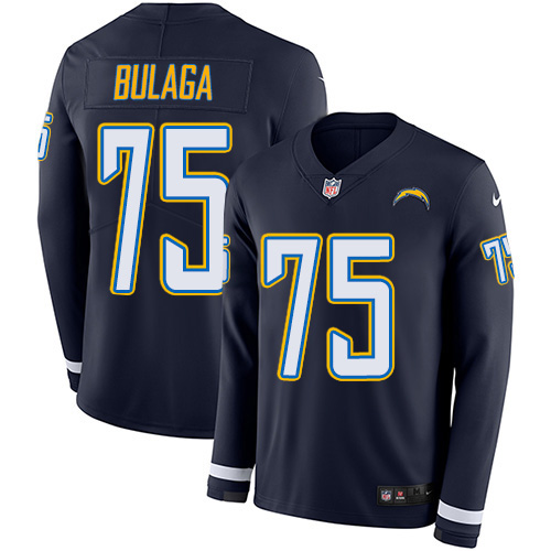 Nike Chargers #75 Bryan Bulaga Navy Blue Team Color Men's Stitched NFL Limited Therma Long Sleeve Jersey Nike Chargers #75 Bryan Bulaga Navy Blue Team Color Men's Stitched NFL Limited Therma Long Sleeve Jersey