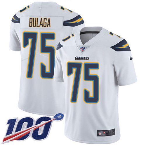 Nike Chargers #75 Bryan Bulaga White Men's Stitched NFL 100th Season Vapor Untouchable Limited Jersey Nike Chargers #75 Bryan Bulaga White Men's Stitched NFL 100th Season Vapor Untouchable Limited Jersey