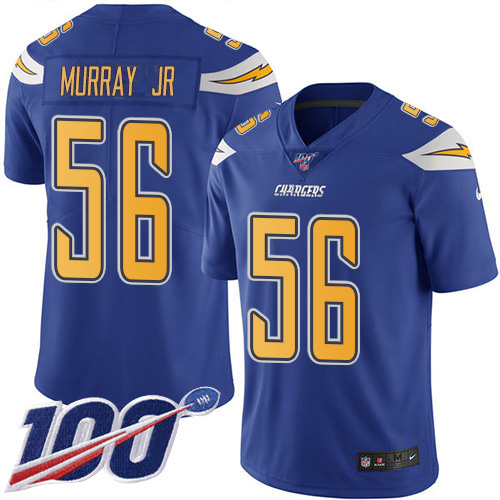 Nike Chargers #56 Kenneth Murray Jr Electric Blue Men's Stitched NFL Limited Rush 100th Season Jersey Nike Chargers #56 Kenneth Murray Jr Electric Blue Men's Stitched NFL Limited Rush 100th Season Jersey