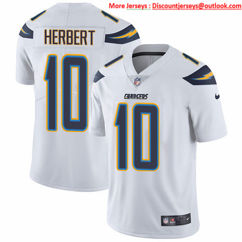 Nike Chargers #10 Justin Herbert White Men's Stitched NFL Vapor Untouchable Limited Jersey