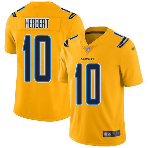 Nike Chargers #10 Justin Herbert Gold Men's Stitched NFL Limited Inverted Legend Jersey Nike Chargers #10 Justin Herbert Gold Men's Stitched NFL Limited Inverted Legend Jersey
