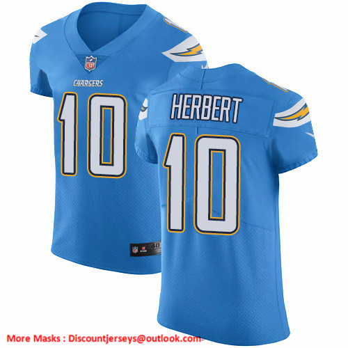Nike Chargers #10 Justin Herbert Electric Blue Alternate Men's Stitched NFL New Elite Jersey Nike Chargers #10 Justin Herbert Electric Blue Alternate Men's Stitched NFL New Elite Jersey