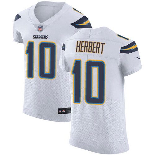 Nike Chargers #10 Justin Herbert White Men's Stitched NFL New Elite Jersey Nike Chargers #10 Justin Herbert White Men's Stitched NFL New Elite Jersey