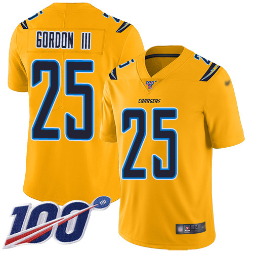 Chargers #25 Melvin Gordon III Gold Men's Stitched Football Limited Inverted Legend 100th Season Jersey Chargers #25 Melvin Gordon III Gold Men's Stitched Football Limited Inverted Legend 100th Season Jersey