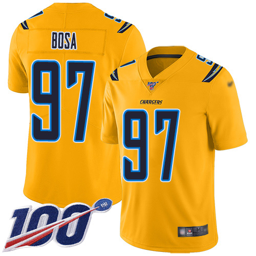 Chargers #97 Joey Bosa Gold Men's Stitched Football Limited Inverted Legend 100th Season Jersey Chargers #97 Joey Bosa Gold Men's Stitched Football Limited Inverted Legend 100th Season Jersey