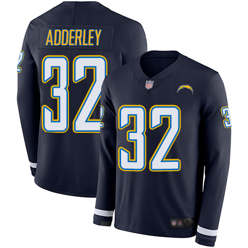 Chargers #32 Nasir Adderley Navy Blue Team Color Men's Stitched Football Limited Therma Long Sleeve Jersey Chargers #32 Nasir Adderley Navy Blue Team Color Men's Stitched Football Limited Therma Long Sleeve Jersey