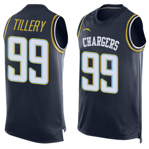 Chargers #99 Jerry Tillery Navy Blue Team Color Men's Stitched Football Limited Tank Top Jersey Chargers #99 Jerry Tillery Navy Blue Team Color Men's Stitched Football Limited Tank Top Jersey