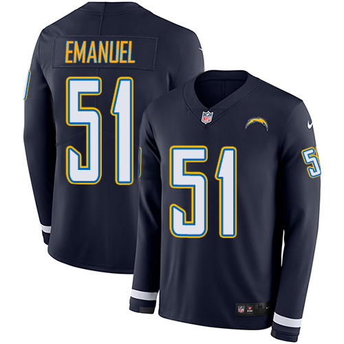 Nike Chargers #51 Kyle Emanuel Navy Blue Team Color Men's Stitched NFL Limited Therma Long Sleeve Jersey Nike Chargers #51 Kyle Emanuel Navy Blue Team Color Men's Stitched NFL Limited Therma Long Sleeve Jersey