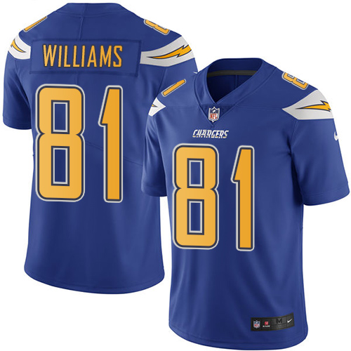 Nike Chargers #81 Mike Williams Electric Blue Men's Stitched NFL Limited Rush Jersey Nike Chargers #81 Mike Williams Electric Blue Men's Stitched NFL Limited Rush Jersey