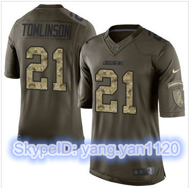 Nike San Diego Chargers #21 LaDainian Tomlinson Green Men's Stitched NFL Limited Salute to Service Jersey
