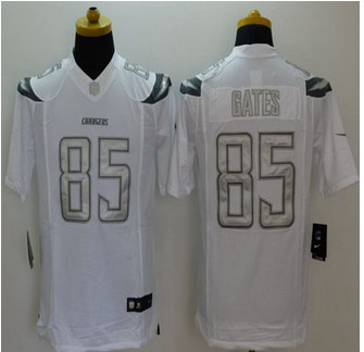Nike San Diego Chargers #85 Antonio Gates White Men''s Stitched NFL Limited Platinum Jersey