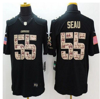 New San Diego Chargers #55 Junior Seau Black Men's Stitched NFL Limited Salute to Service Jersey