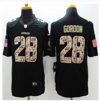 New San Diego Chrgers #28 Melvin Gordon Black Men's Stitched NFL Limited Salute to Service Jersey
