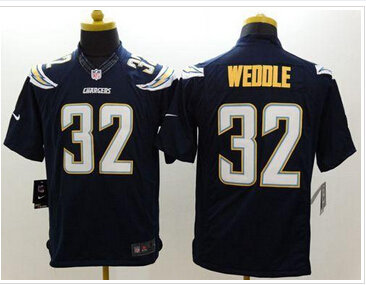 NEW San Diego Chargers #32 Eric Weddle Navy Blue Team Color NFL Limited Jersey