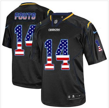 NEW San Diego Chargers #14 Dan Fouts Black NFL Elite USA Flag Fashion Jersey NEW San Diego Chargers #14 Dan Fouts Black NFL Elite USA Flag Fashion Jersey