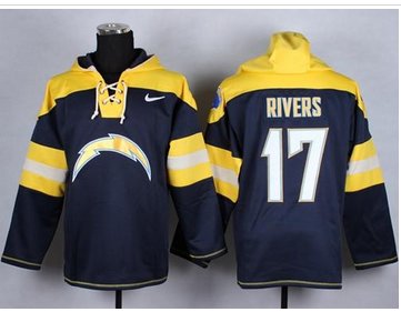 NEW San Diego Chargers #17 Philip Rivers Navy Blue Player Pullover NFL Hoodie