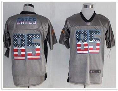 NEW San Diego Chargers #85 Antonio Gates Grey NFL Elite USA Flag Fashion jersey