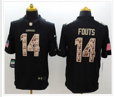 San Diego Chargers #14 Dan Fouts Black NFL Limited Salute to Service jersey