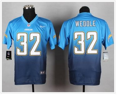 Nike San Diego Chargers #32 Eric Weddle Navy Blue-Electric Blue NFL Elite Fadeaway Fashion Jersey