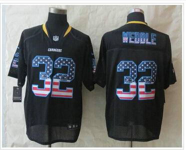 New San Diego Charger #32 Eric Weddle USA Flag Fashion Black Elite Jerseys