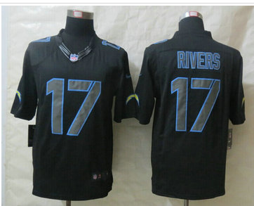 New San Diego Charger #17 Philip Rivers Impact Black Limited Jerseys