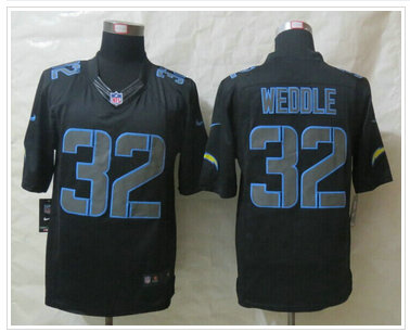 New San Diego Charger #32 Weddle Grey Impact Black Limited Jerseys
