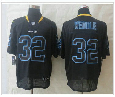 San Diego Chargers #32 Eric Weddle Lights Out Black NFL Elite Jersey