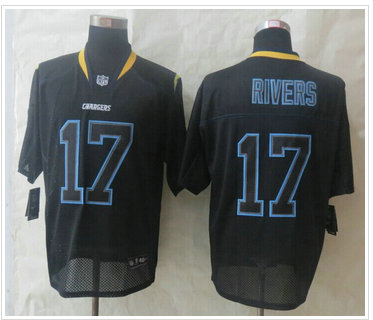 New San Diego Charger #17 Philip Rivers Lights Out Black Elite Jerseys