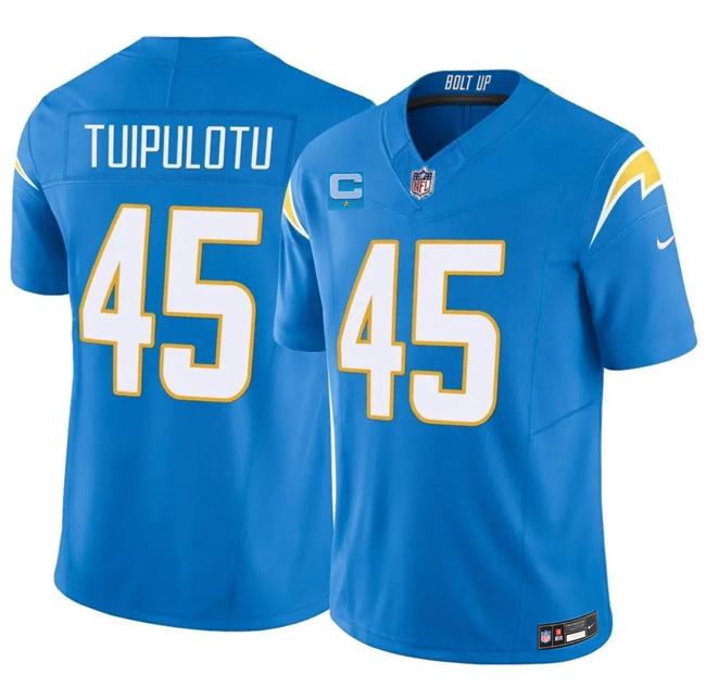 Men's Los Angeles Chargers #45 Tuli Tuipulotu Blue 2026 F.U.S.E. 1-Star C Patch Vapor Limited Stitched Football Jersey Men's Los Angeles Chargers #45 Tuli Tuipulotu Blue 2026 F.U.S.E. 1-Star C Patch Vapor Limited Stitched Football Jersey