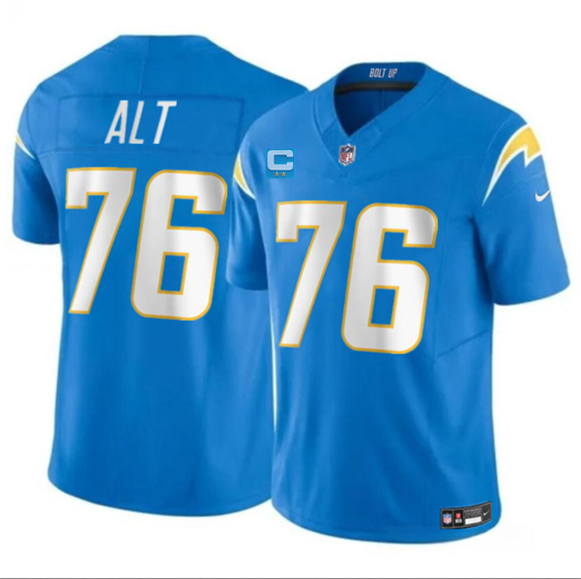 Men's Los Angeles Chargers #76 Joe Alt Blue 2026 F.U.S.E. 2-Star C Patch Vapor Limited Stitched Football Jersey Men's Los Angeles Chargers #76 Joe Alt Blue 2026 F.U.S.E. 2-Star C Patch Vapor Limited Stitched Football Jersey