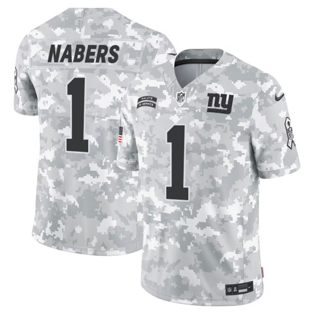 Men's New York Giants #1 Malik Nabers 2024 F.U.S.E Arctic Camo Salute To Service Limited Stitched Football Jersey Men's New York Giants #1 Malik Nabers 2024 F.U.S.E Arctic Camo Salute To Service Limited Stitched Football Jersey