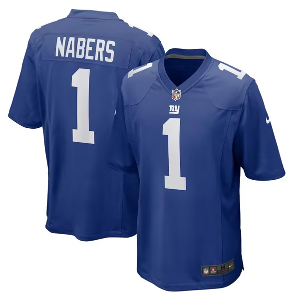 Men's New York Giants #1 Malik Nabers Royal 2024 First Round Pick Football Stitched Game Jersey Men's New York Giants #1 Malik Nabers Royal 2024 First Round Pick Football Stitched Game Jersey